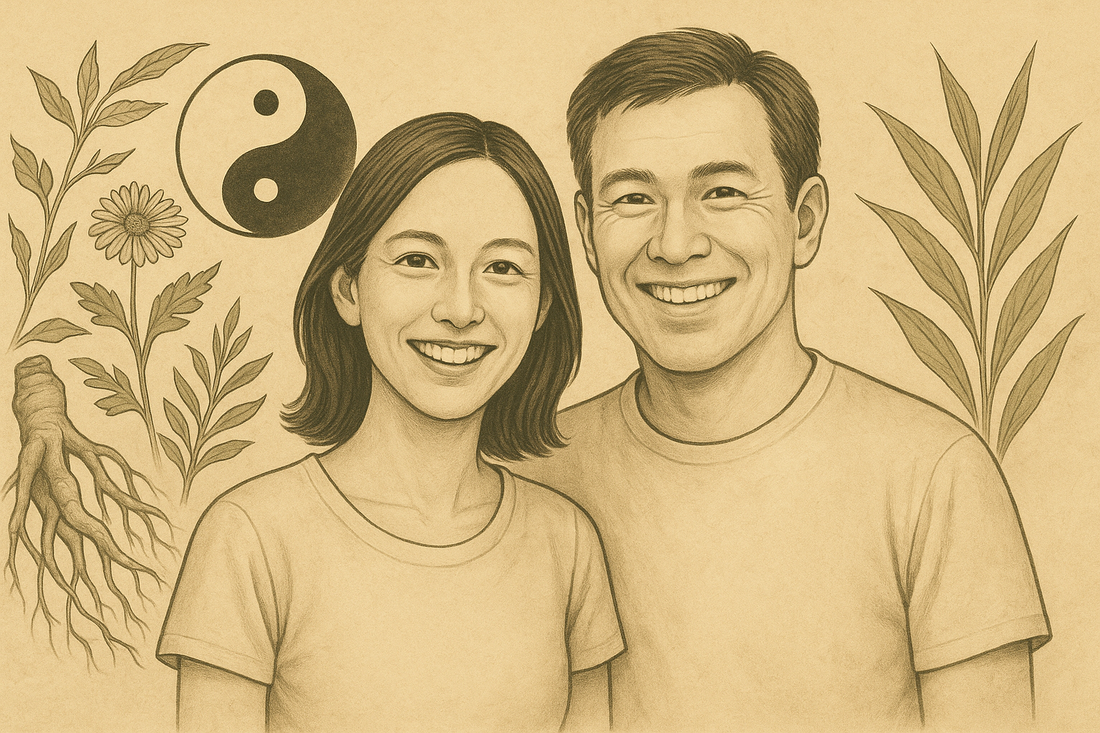 笑顔の４０歳男女